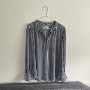 LOFT blue and white striped blouse